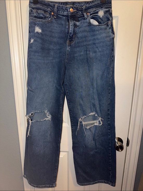 wild fable Denim - wild fable Dark Blue Distressed Wide-Leg Jeans